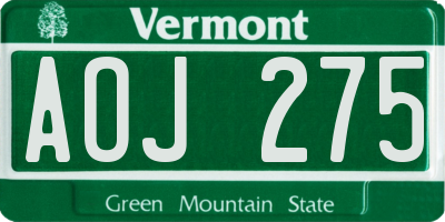 VT license plate AOJ275