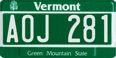 VT license plate AOJ281
