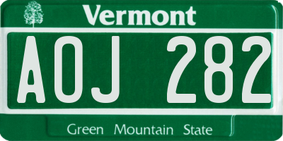 VT license plate AOJ282