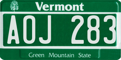 VT license plate AOJ283