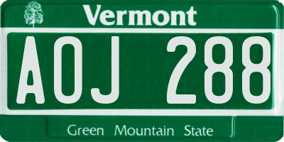 VT license plate AOJ288