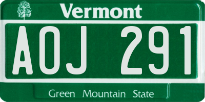 VT license plate AOJ291
