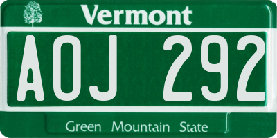 VT license plate AOJ292
