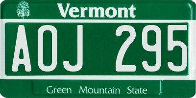VT license plate AOJ295
