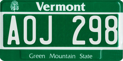 VT license plate AOJ298