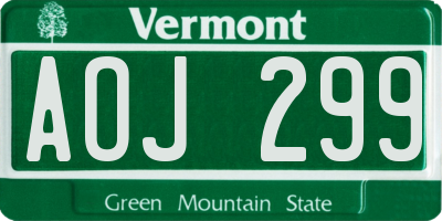 VT license plate AOJ299