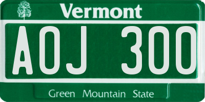 VT license plate AOJ300