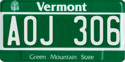 VT license plate AOJ306