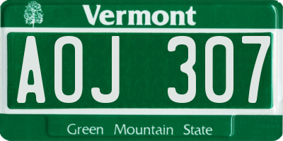 VT license plate AOJ307