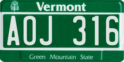 VT license plate AOJ316
