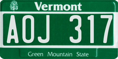 VT license plate AOJ317