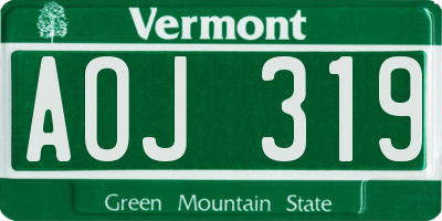 VT license plate AOJ319