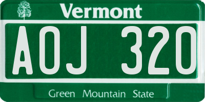 VT license plate AOJ320