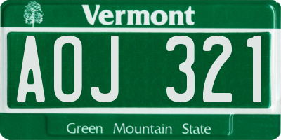 VT license plate AOJ321