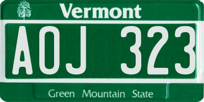 VT license plate AOJ323