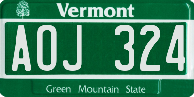VT license plate AOJ324