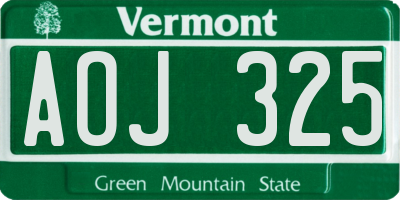 VT license plate AOJ325