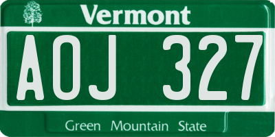 VT license plate AOJ327