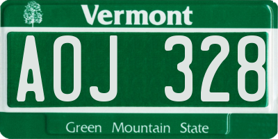 VT license plate AOJ328