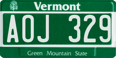 VT license plate AOJ329