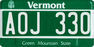VT license plate AOJ330