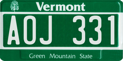 VT license plate AOJ331