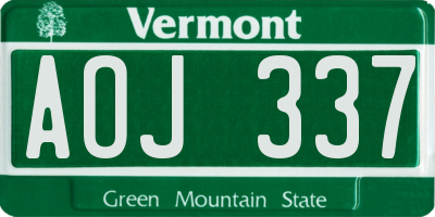 VT license plate AOJ337