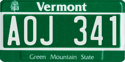 VT license plate AOJ341