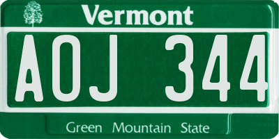 VT license plate AOJ344