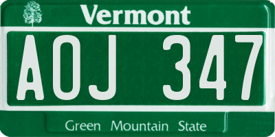 VT license plate AOJ347