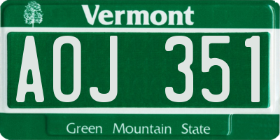 VT license plate AOJ351