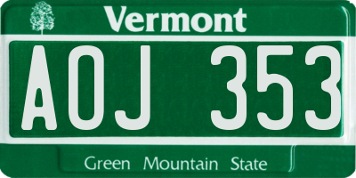 VT license plate AOJ353