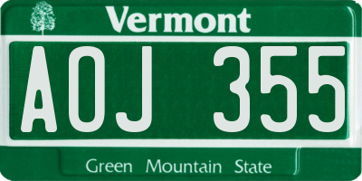 VT license plate AOJ355