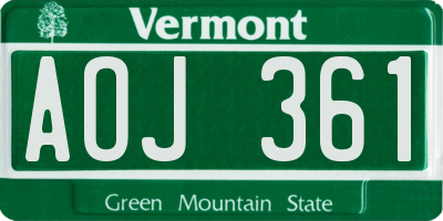 VT license plate AOJ361