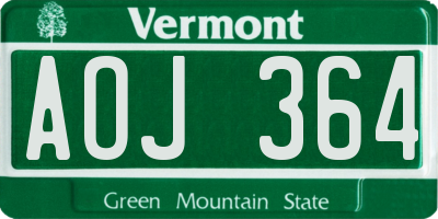 VT license plate AOJ364