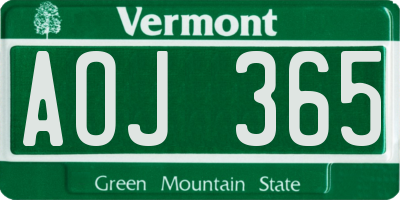 VT license plate AOJ365
