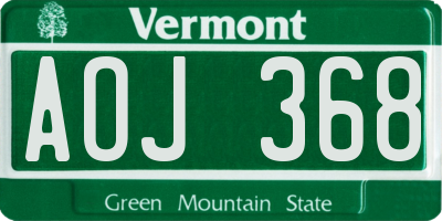 VT license plate AOJ368