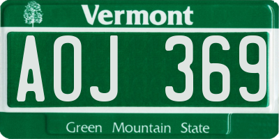 VT license plate AOJ369