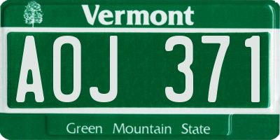 VT license plate AOJ371