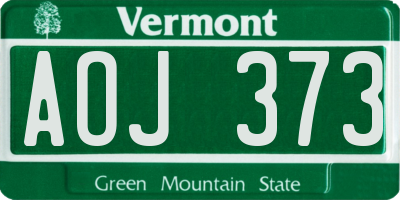 VT license plate AOJ373