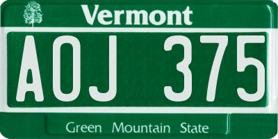 VT license plate AOJ375