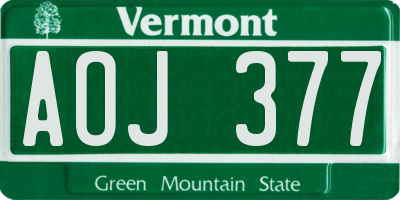 VT license plate AOJ377