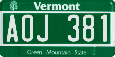 VT license plate AOJ381