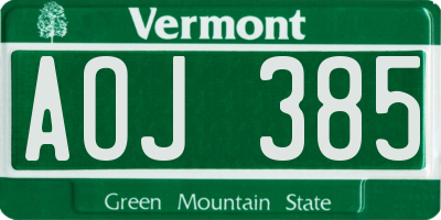 VT license plate AOJ385