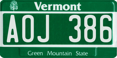 VT license plate AOJ386