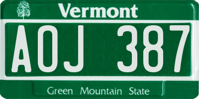 VT license plate AOJ387