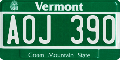VT license plate AOJ390