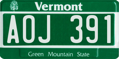 VT license plate AOJ391