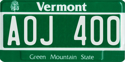 VT license plate AOJ400