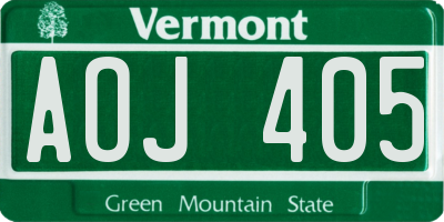 VT license plate AOJ405
